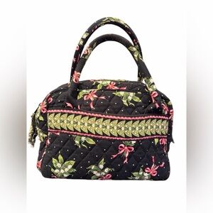 Vera Bradley Small Floral Quilted Women's Hand Bag with Bows - Black and Green